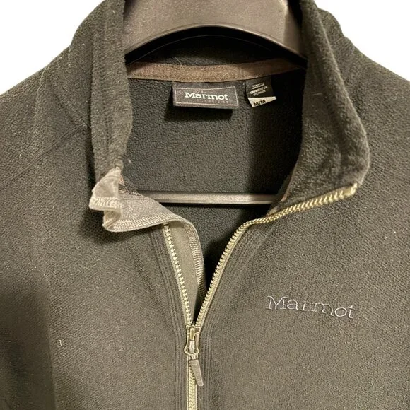 Marmot Fleece Mens Jacket Coat Size Medium Black Full Zip - Picture 5 of 6